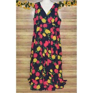 Jessica London Blue Floral Sleeveless Dress Plus Size 24 Flowy Ruffles Spring